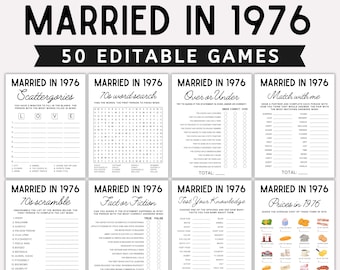 50th Anniversary Games Bundle, Married in 1976 Games, 50th Wedding Anniversary Activities, 1976 Games, Editable
