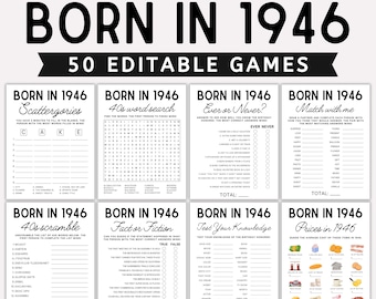 80歳の誕生日パーティーゲームバンドル、1946年生まれ、1946年の誕生日ゲーム、80歳の誕生日ゲーム、大人向けパーティーゲーム、
