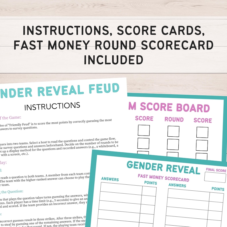 Gender Reveal Friendly Feud, Gender Reveal Games, Baby Gender Party Activity, Baby Shower Family Feud image 4