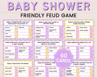 Baby Shower Feud Game: 60 Question Cards (PDF)