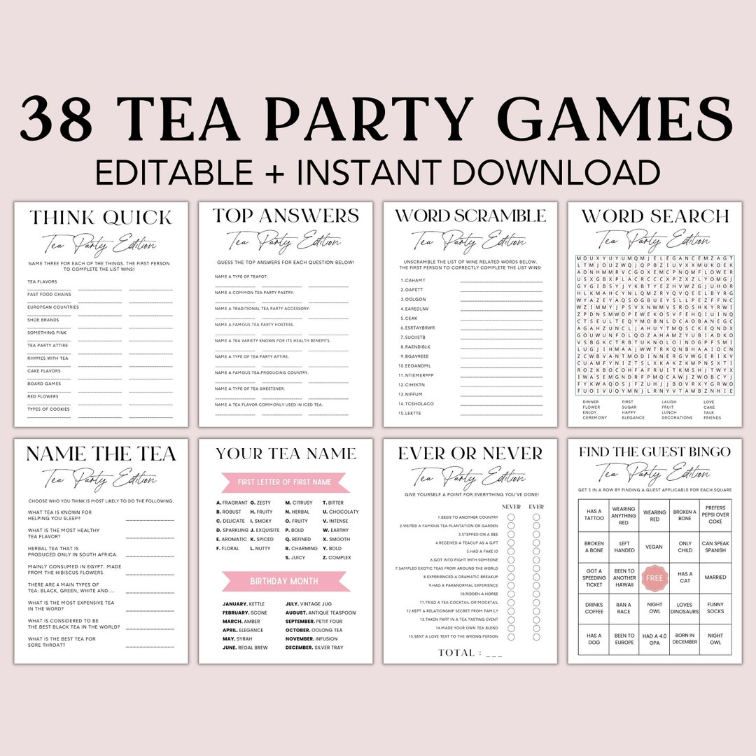 Tea Party Games, Tea Party Activities, Tea Party Bundle Printable, Tea