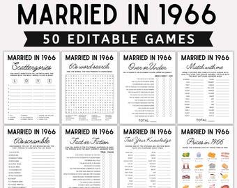60th Anniversary Games Bundle, Married in 1966 Games, 60th Wedding Anniversary Activities, 1966 Games, Editable