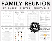 80 Family Reunion Games Bundle: Printable Activities (Canva Template)
