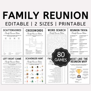 Family Reunion Game Bundle, Family Reunion Games, Canva Template, Family Reunion Idea, Editable Games for Reunion,  Family Reunion Printable