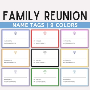 Family Reunion Name Tags,  Reunion Nametags, Color-Coded Branches, In-Laws Name Tags, Family Reunion Party, Instant Download