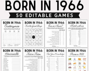 60th Birthday Party Games Bundle, Born in 1966, 1966 Birthday Games, 60th Birthday Games, Adult Party Games,