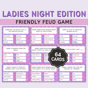 Ladies Night Friendly Feud, Ladies Night Trivia, Ladies Night Games, Ladies Night Party Games, Fun Girls Night Out Activity, Adult Games