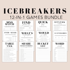 Pacote de jogos para quebrar o gelo para imprimir: 12 jogos de festa (download digital)