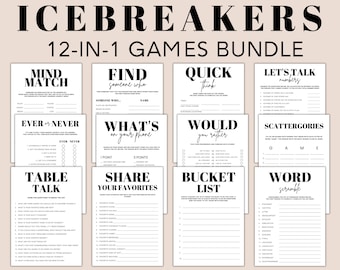 Printable Icebreaker Games Bundle: 12 Party Games (Digital Download)