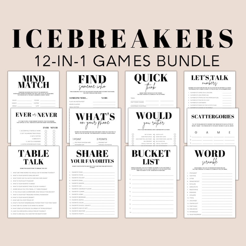 Icebreaker Games Bundle Ice Breaker Questions Office Party Games icebreaker-games-bundle-ice-breaker-questions-office-party-games