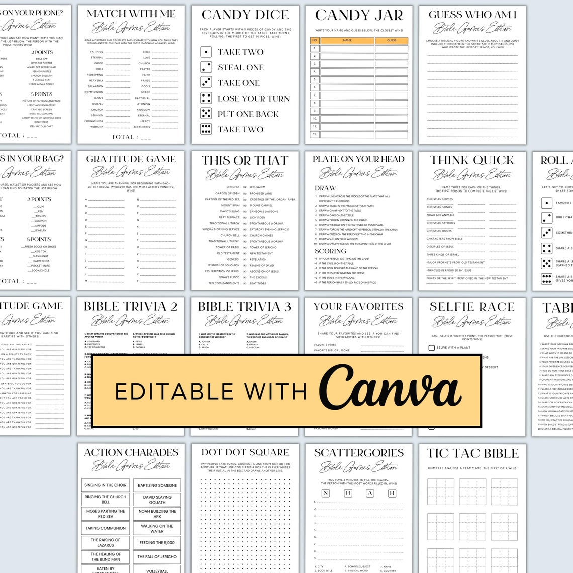 Editable Bible Games Bundle, Bible Trivia, Bible Games for Adults ...