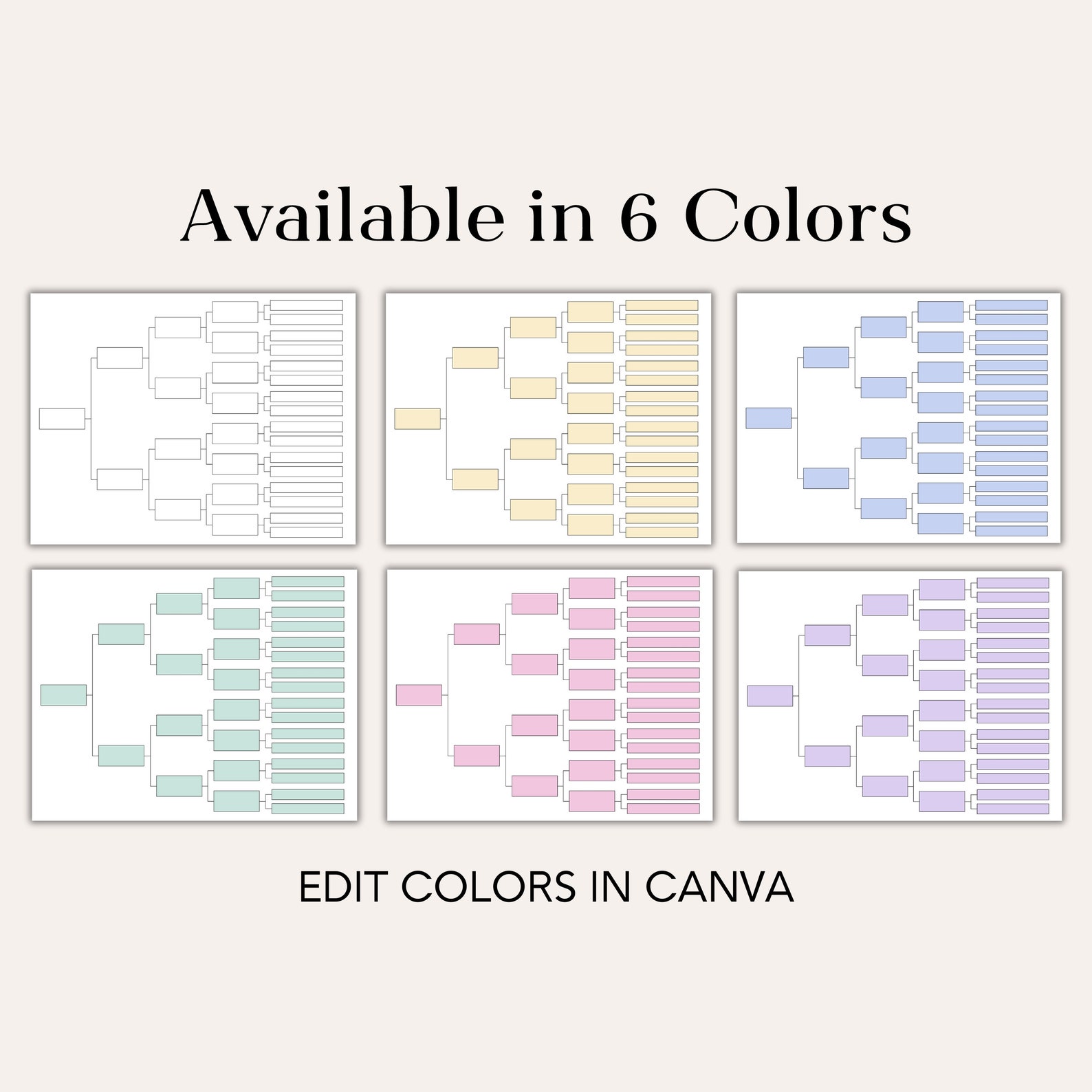 Editable Family Tree Chart: 5-6 Generation Genealogy Template (PDF) - Etsy