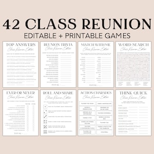Class Reunion Games Bundle: 42 Printable Activities (Canva Template)