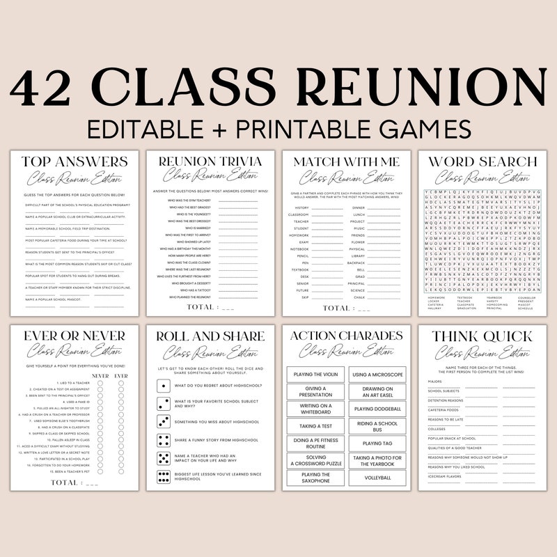 Class Reunion Program Template - Etsy