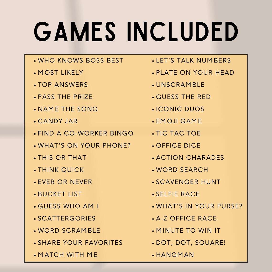 Editable Office Party Games, Work Party Games, Team Meeting Games, Icebreaker Games, Staff Games