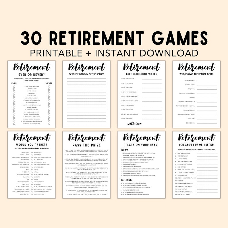 Retirement Party Games Retirement Games Printable Surprise - Etsy