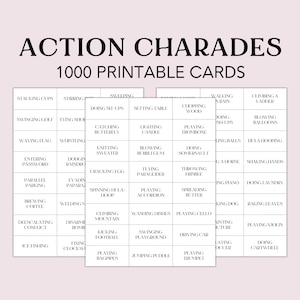 1000 Printable Charades, Group Games, Action Charades for, Family Team Game for Kids and Adults, Family Game Night