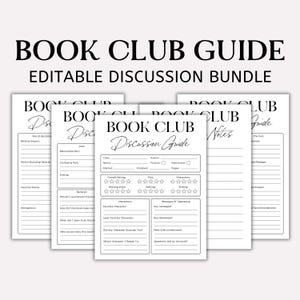 Editable Book Club Discussion Guide, Book Review Guide, Book Club Questions, Book Club Notes, Book Club Discussion Bundle