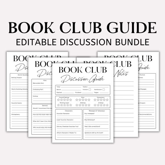 Editable Book Club Discussion Guide, Book Review Guide, Book Club Questions, Book Club Notes, Book Club Discussion Bundle