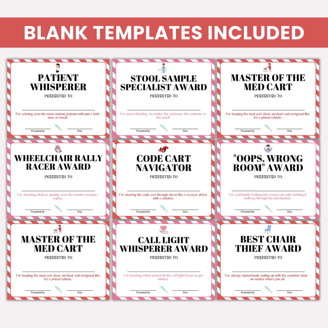 Funny Medical Award Certificates: 185 Editable Nurse Superlatives ...