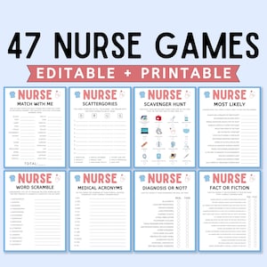 Editable Nurse Party Games Bundle, Nurse Week, Nurse Student, Nurse Retirement, Medical Games Party, Grad Party Games, Graduation