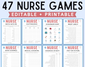 47 Nurse Party Games Bundle: Editable & Printable (CANVA)