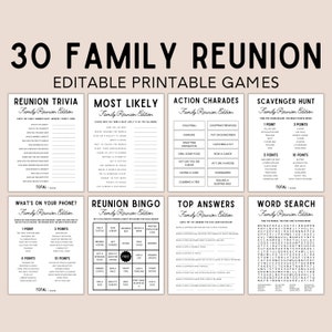 Family Reunion Game Bundle, Family Reunion Games, Canva Template, Family Reunion Idea, Editable Games for Reunion,  Family Reunion Printable