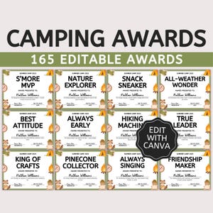 Editable Camping Award Certificates: 165+ Summer Camp Titles (CANVA Template)