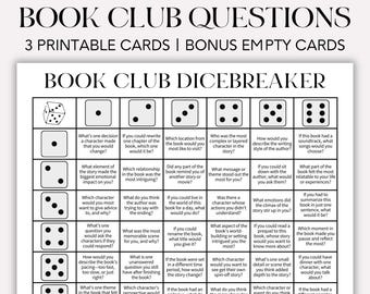 Book Club Dice, Book Club Questions, Book Club Discussion Cards, Book Club Ice Breaker, Get To Know You,