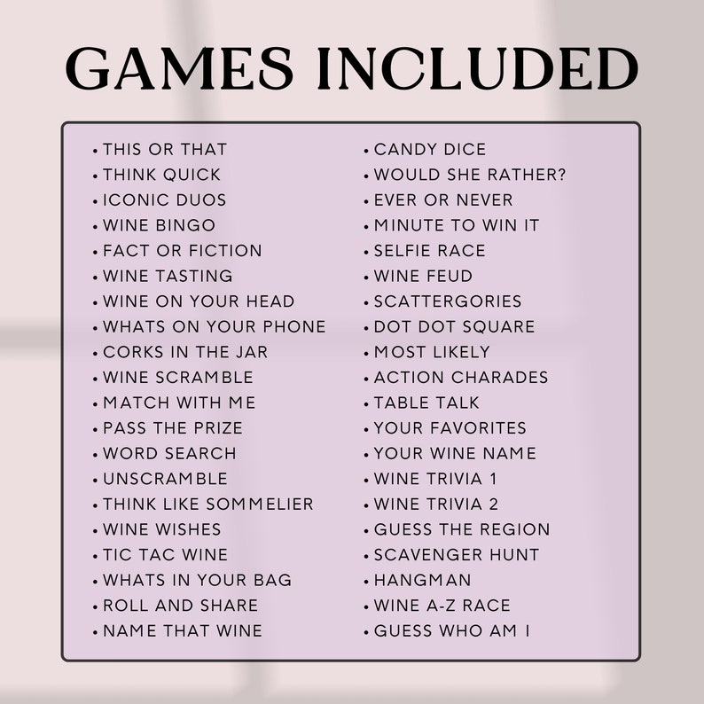 Editable Wine Party Games, Wine Bingo, Wine Theme Games, Wine Game Bundle, Wine Tasting Party