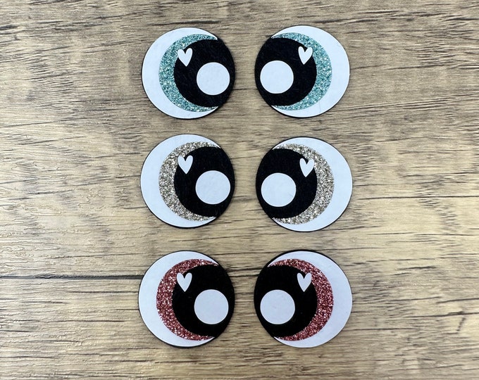 3 Sets Felt Eyes, Glitter Felt Eyes, 1 Inch Felt Eyes, 25mm Felt Eyes