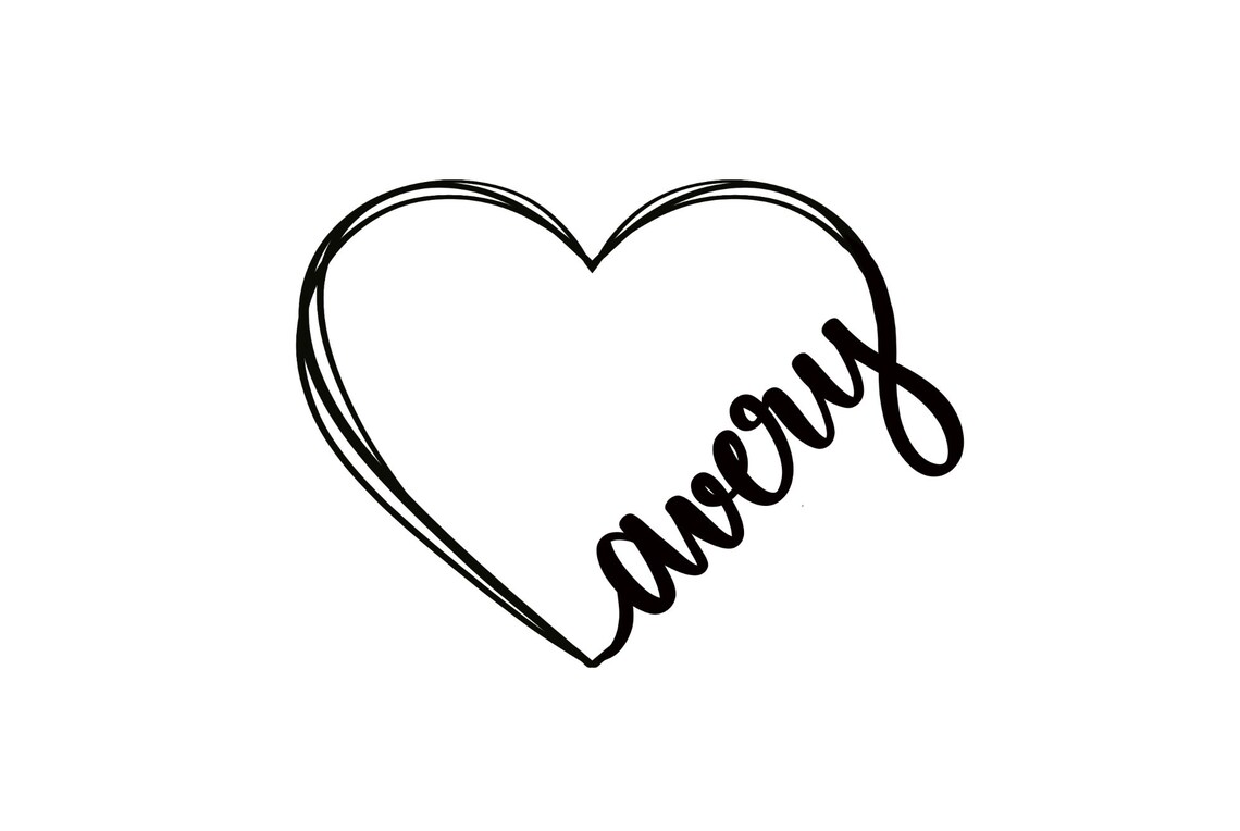 Customizable Name Heart handwritten Etsy