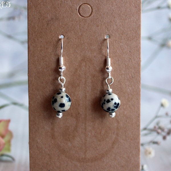 Dalmatian Jasper Minimalist Earrings | Crystal earrings for joy | Protection stone