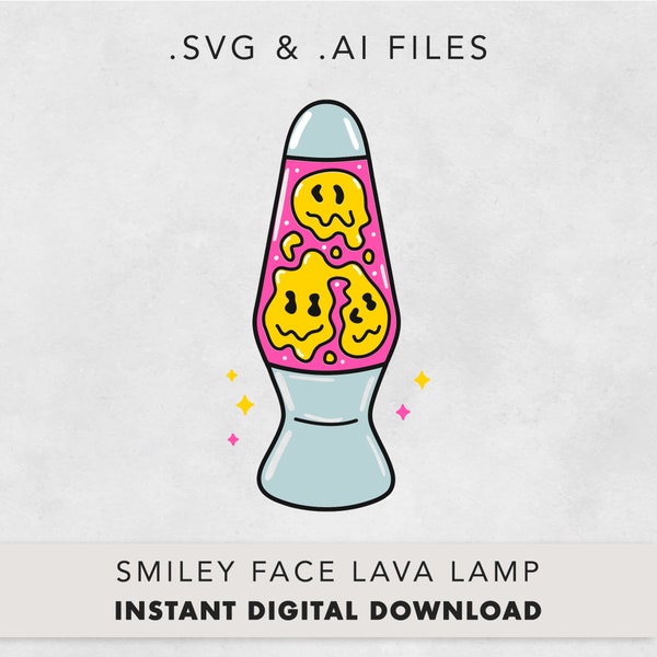 Groovy Smiley Face Lava Lamp SVG, Ready For Layering Vinyl, Vector Image, SVG/AI File, Instant Download, Cut Files For Cricut / Laser