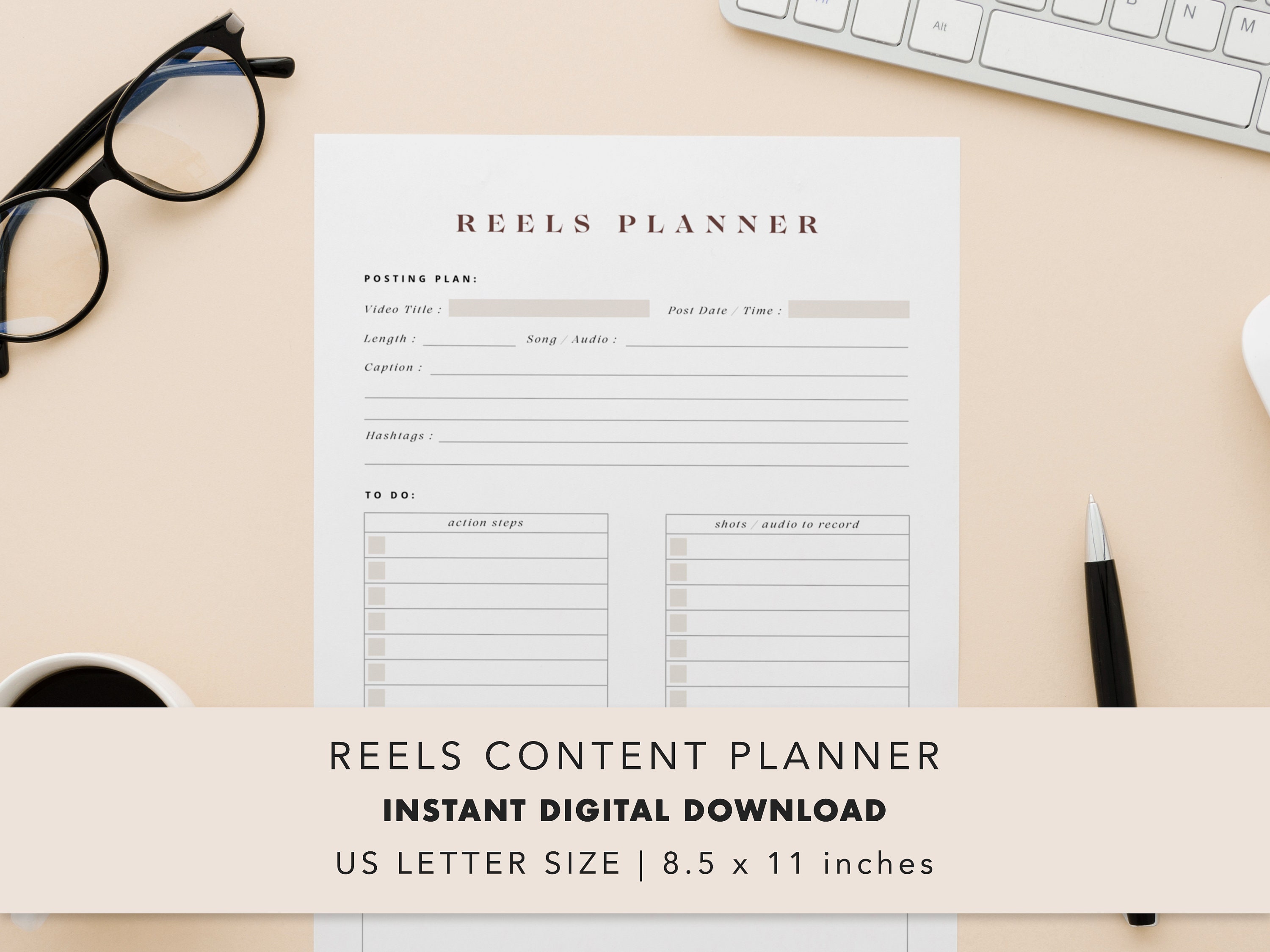 Reels Planner Printable Plan Your Instagram Reels Video Etsy