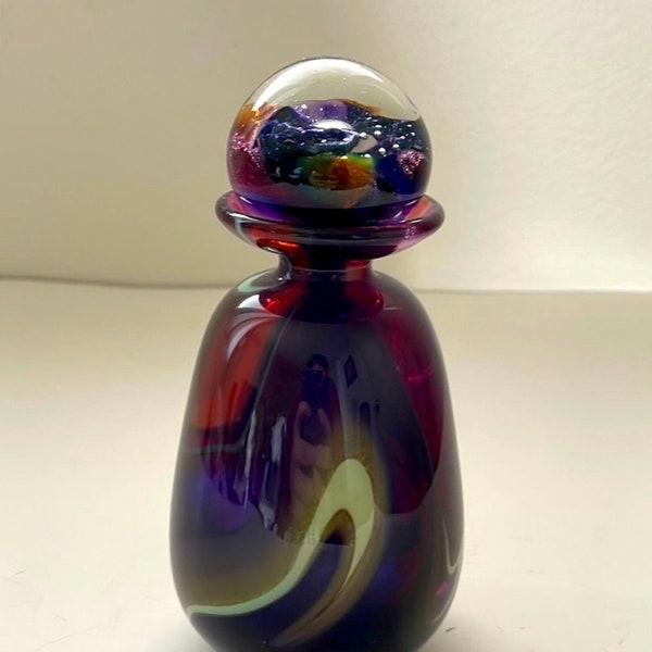 Art Glass Perfume Bottle Signed Etsy