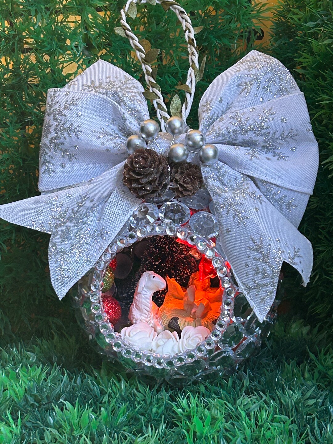 Crystal Ball Ornaments Rhinestone Christmas Cave Hanging Etsy