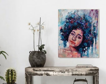 Expressive Portrait Giclee Print, Colorful Fine Art (11"x14")