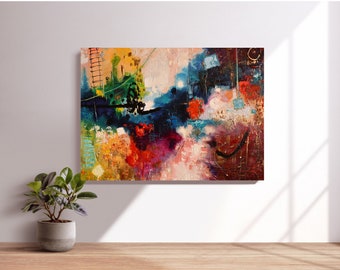 Abstract Original Painting, Expressive Art, Mixed Media Oil Art, Colorful, Fine Art, Signed Art, Contemporary Artwork, Painting on Canvas