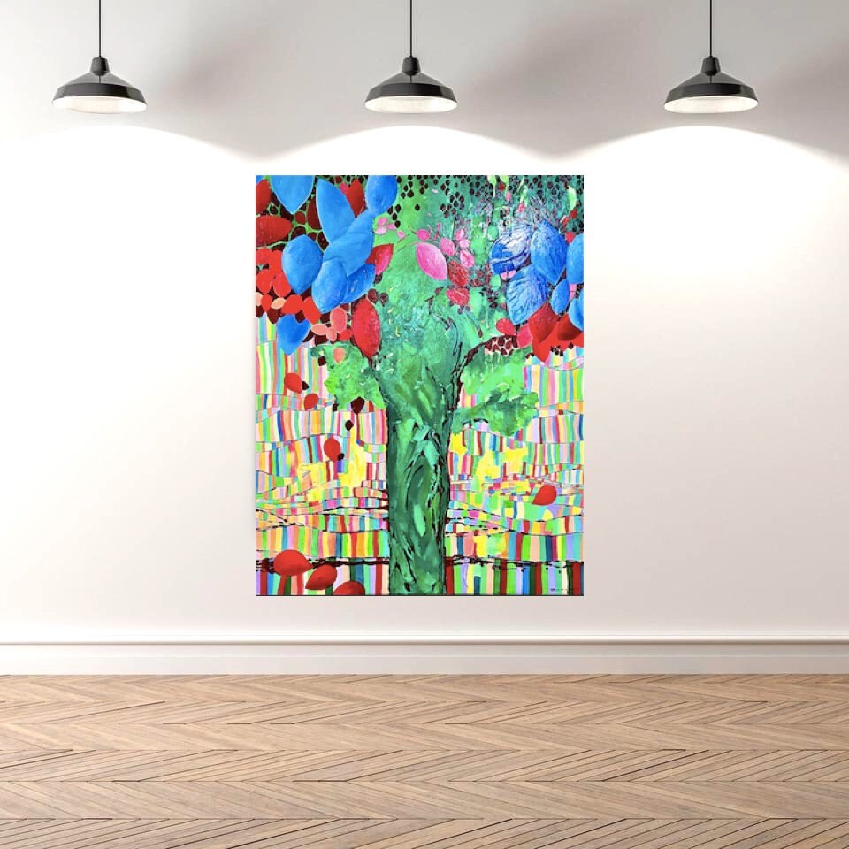 shop online discounts Fantasy Colorful Wings Colorful acrylic painting  Print on canvas, Canvas original, hand-painted and signed abstract  Butterfly Painting picture by the painter Bernadette Zuhl 