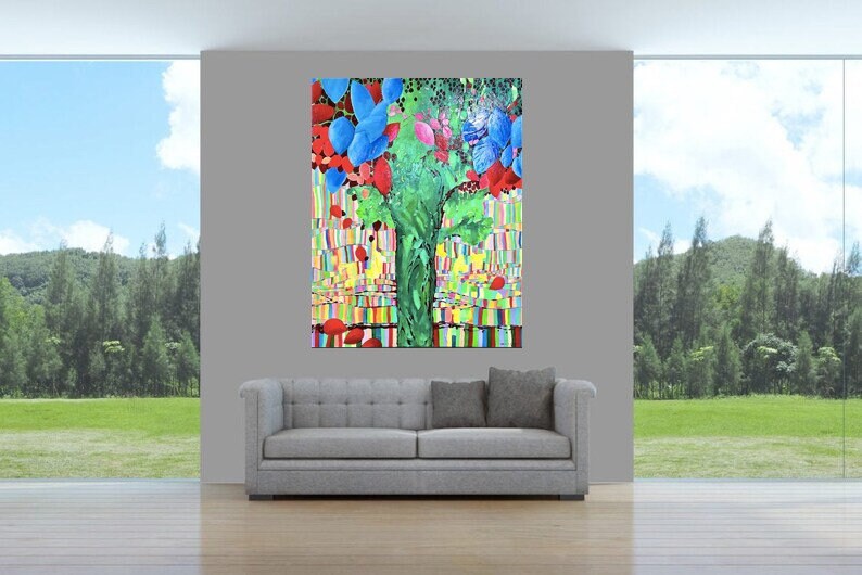 shop online discounts Fantasy Colorful Wings Colorful acrylic painting  Print on canvas, Canvas original, hand-painted and signed abstract  Butterfly Painting picture by the painter Bernadette Zuhl 