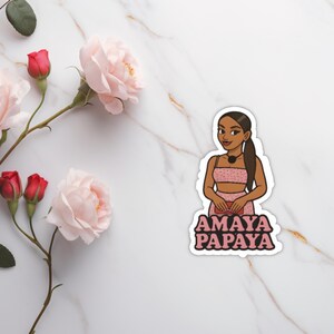 Amaya Papaya Sticker Love Island Inspired Vinyl Decal Featuring Amaya in Pink Set
