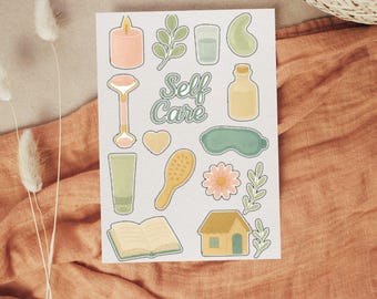 Self Care Sticker Sheet: Spa Day, Wellness Journaling