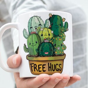 Pianta di cactus abbracci gratuita, disegni di sublimazione PNG, decorazioni per caffè SVG, stampa su richiesta, design Png carino. POD