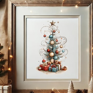 Christmas Tree Clipart, Printable Watercolor clipart, High Quality JPG/PNGs, Digital download, Paper craft, junk journals