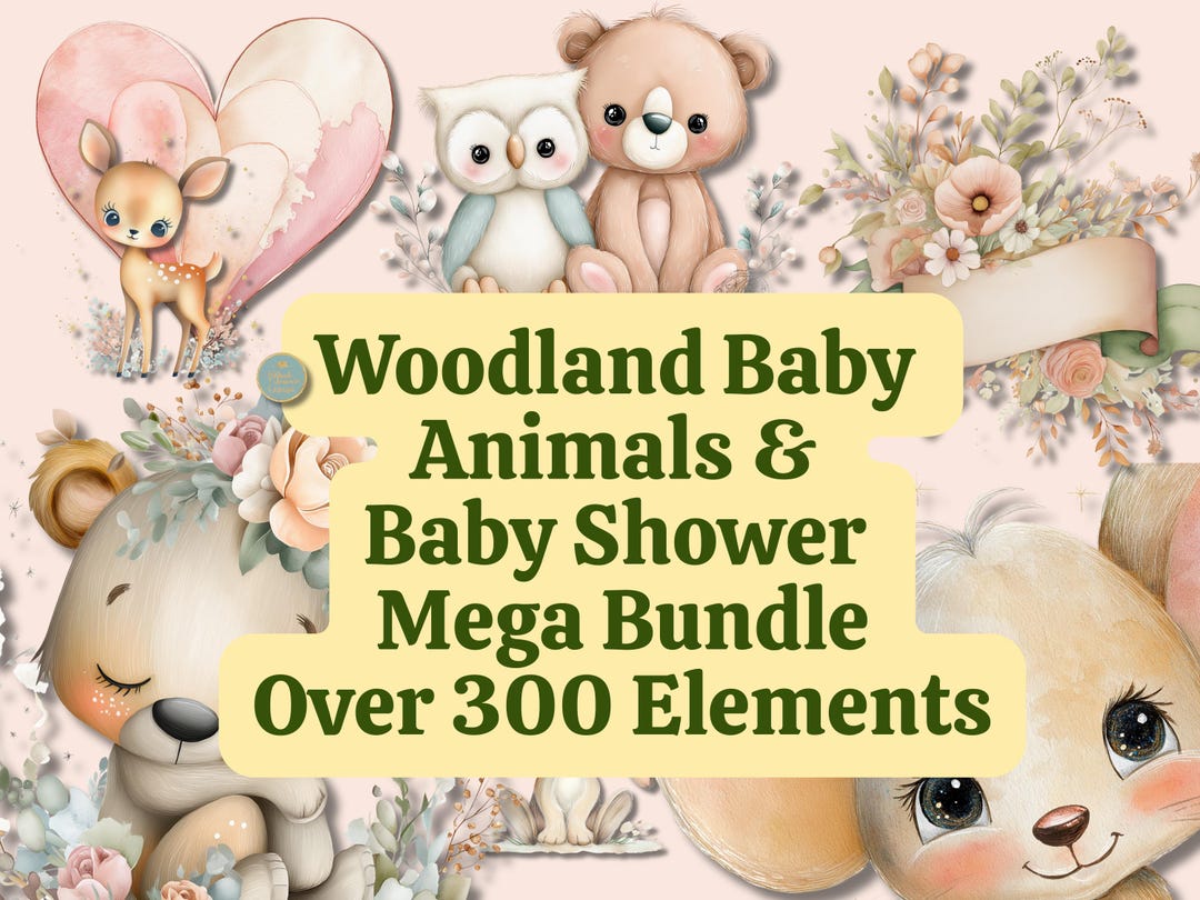 Woodland Baby Animals Watercolor Bundle, Boho Nursery Decor, Baby ...