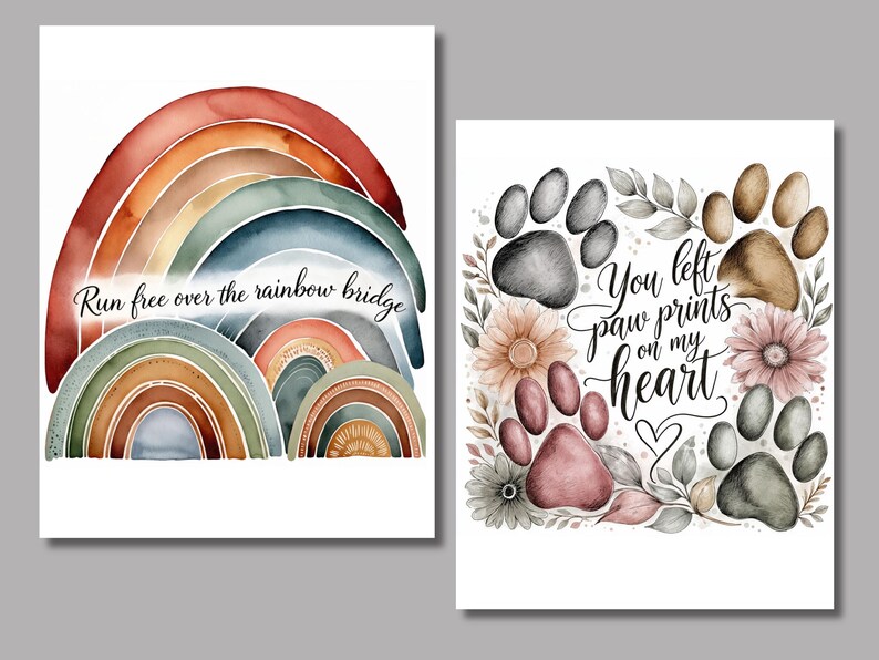 Pet Memorial Clipart Bundle, Dog Cat Breeds, Rainbow Bridge Graphics ...