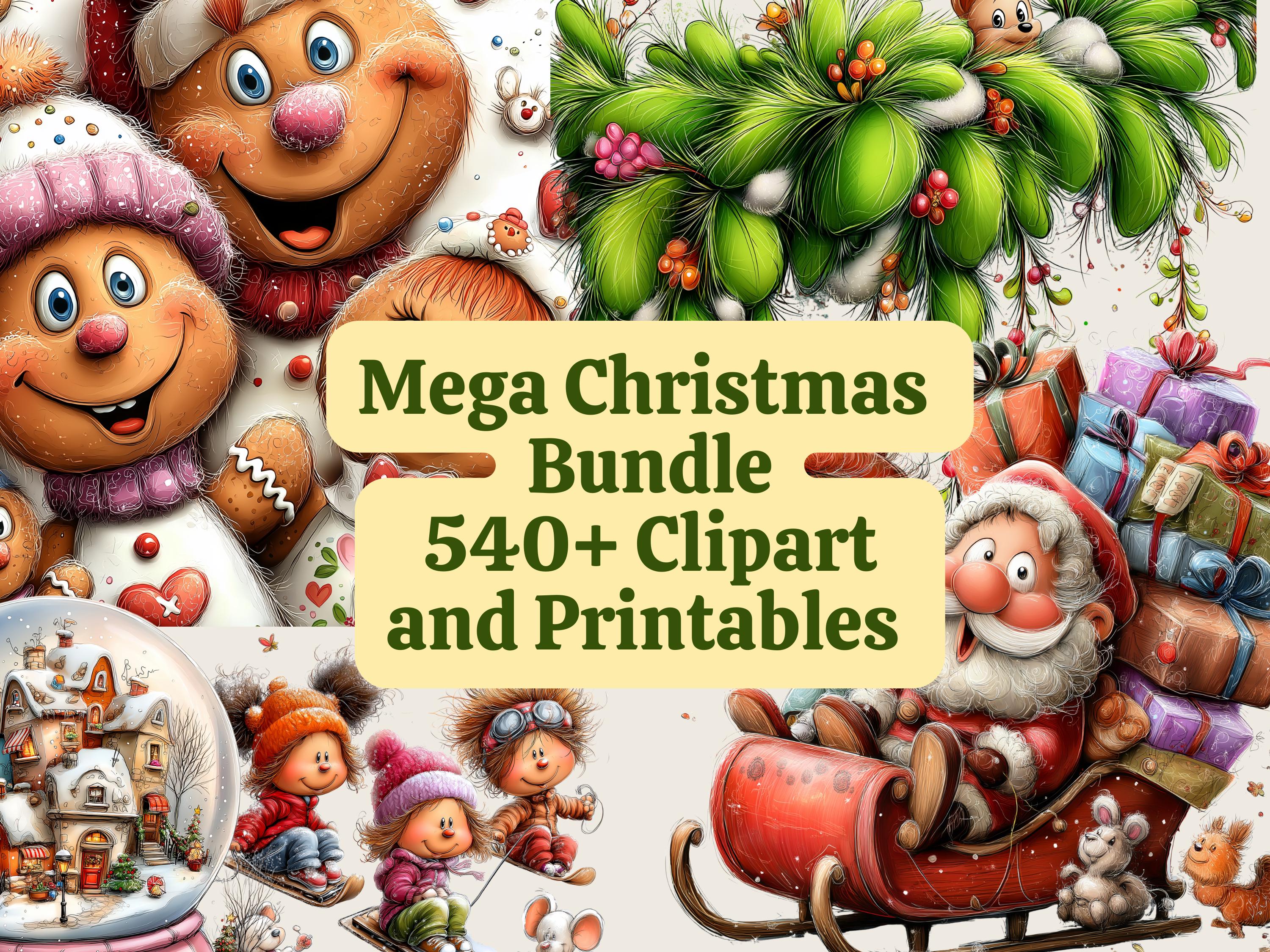 Christmas Clipart PNG Bundle, Printable Tags, Cards, Advent Calendar ...