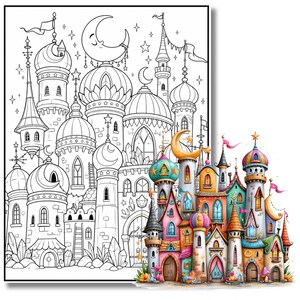 Målarbok Moonlight Kingdom, 40 utskrivbara älvsidor, fantasy PDF (digital nedladdning) bild 10