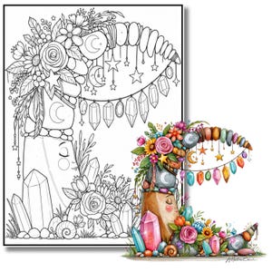 Målarbok Moonlight Kingdom, 40 utskrivbara älvsidor, fantasy PDF (digital nedladdning) bild 8